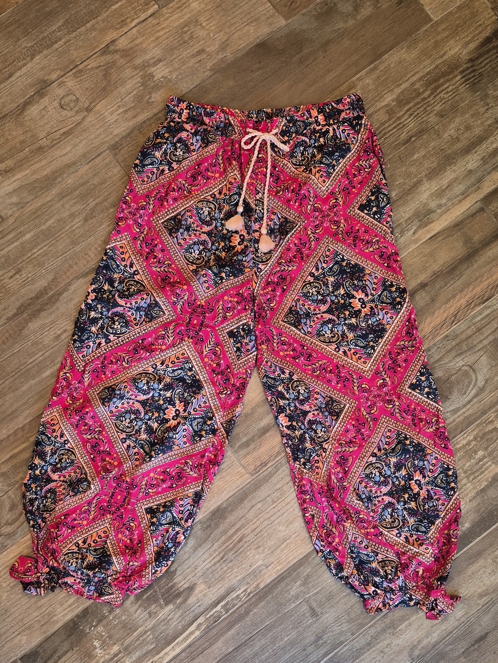 S/M Anthropologie Abstract Paisley Floral Print Elastic Waist Harem Pants